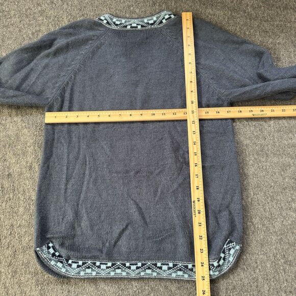 Artisanias El Inca Alpaca Pullover Sweater Women M Peru Knit Tribal Pattern Blue - Picture 5 of 6